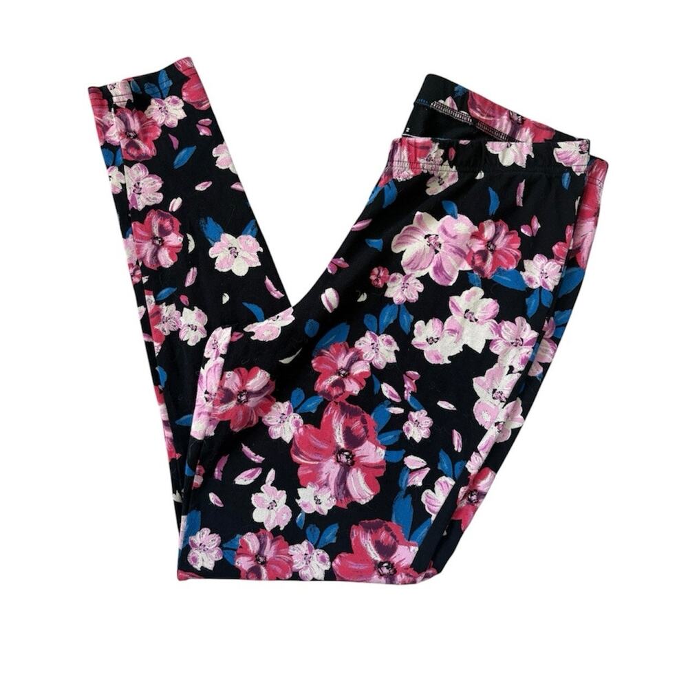 Torrid Women's Size 2 Black Floral Seamless High Waisted Leggings Ankle Length